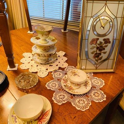 Lot 1: Dining Table, Marble Display Shelf, Collector Vases & More