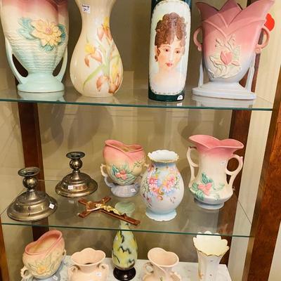 Lot 1: Dining Table, Marble Display Shelf, Collector Vases & More