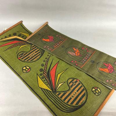 527 Vintage Bahler Linen Tapestry Wall Hangings
