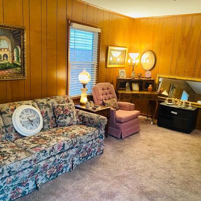 Lot 12: Couch, Secretary, Art & More