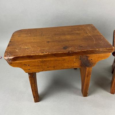 533 Two Vintage Oak / Pine Step Stools