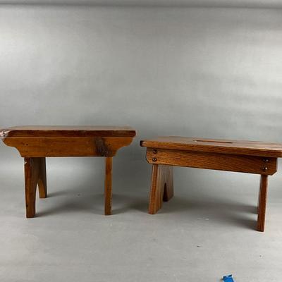 533 Two Vintage Oak / Pine Step Stools