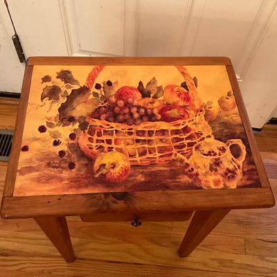 535 Pine Decoupage Single Drawer Table