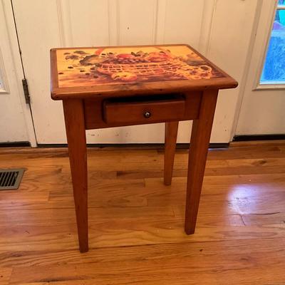 535 Pine Decoupage Single Drawer Table