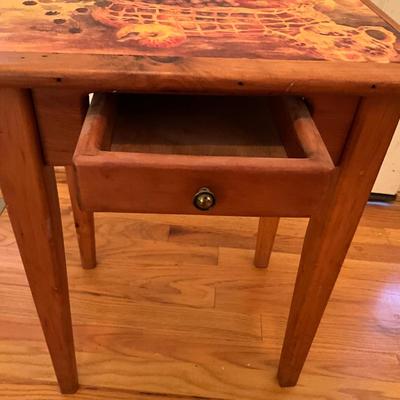 535 Pine Decoupage Single Drawer Table
