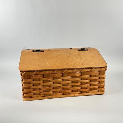 568 Vintage Rectangle Amish Handmade Lidded Basket by Gingerich