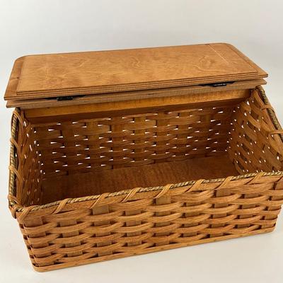 568 Vintage Rectangle Amish Handmade Lidded Basket by Gingerich