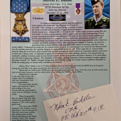 WW2 Melvin E. Biddle Signed Bio Page