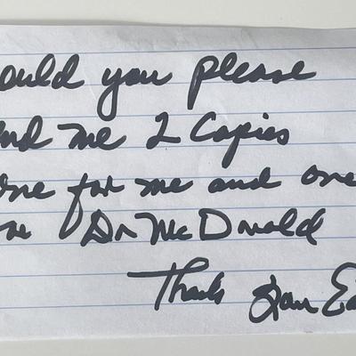 Dr Thomas Gasley signed note