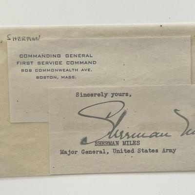 US Army Major General Sherman Miles autograph note