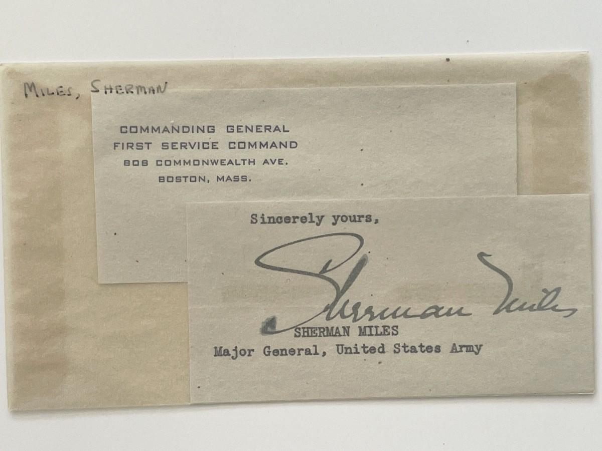 US Army Major General Sherman Miles autograph note | EstateSales.org