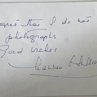 Tarzan actress Maureen O'Sullivan signed note