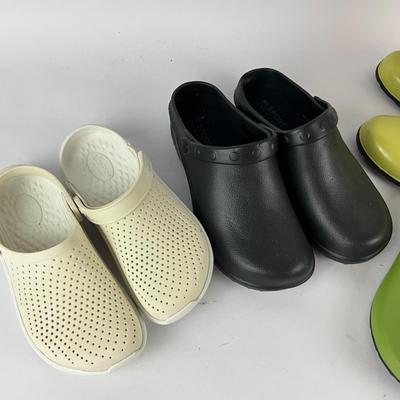 592 Lot of Womens Slip on Crocs and Garden Shoes