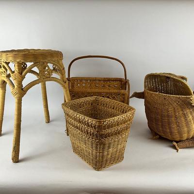 617 Four piece Wicker Home Decor Lot