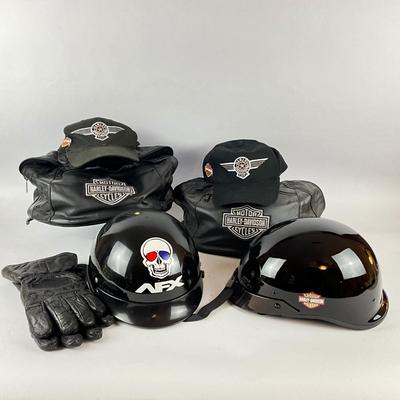 624 Lot of Two Helmets AFX and Harley Davidson with Bags