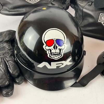 624 Lot of Two Helmets AFX and Harley Davidson with Bags
