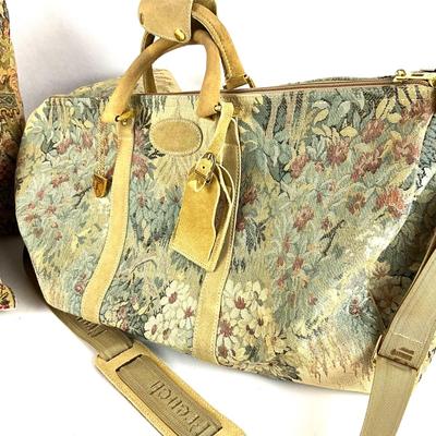 629 Vintage French Luggage Co. Tapestry Duffle Bag with Pillows
