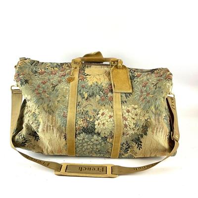 629 Vintage French Luggage Co. Tapestry Duffle Bag with Pillows