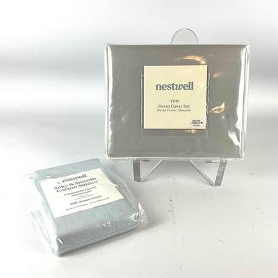 637 New NESTWELL Twin Pillowcases and Duvet Cover