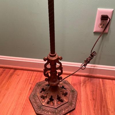 647 Antique Art Deco Iron Lamp with Fringe Shade
