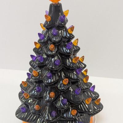 Halloween Light-Up Ceramic Tree