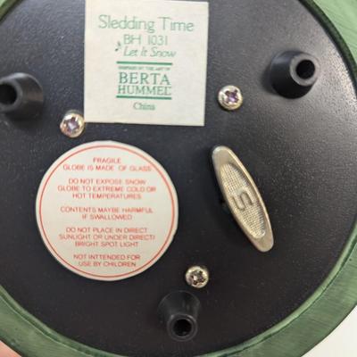Berta Hummel "Let It Snow" Goebel Snowglobe Sledding Time