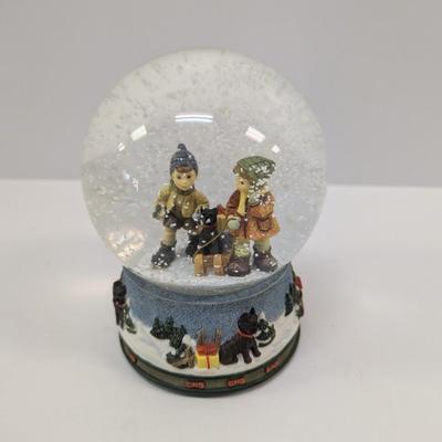 Berta Hummel "Let It Snow" Goebel Snowglobe Sledding Time