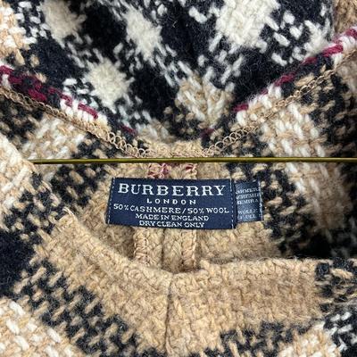 662 Burberry Nova Check Wool Cashmere Poncho with Umbrella