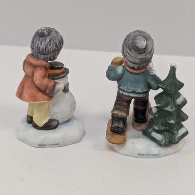 Goebel Berta Hummel Figurines "A Gift For Snowman" & "Dashing Through The Snow"