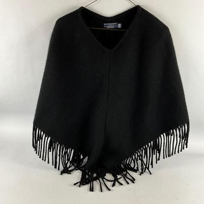 663 Burberry Solid Black Wool & Cashmere Poncho