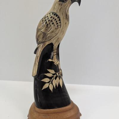 Buffalo Horn Hand Carved Hawk