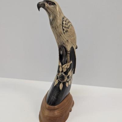 Buffalo Horn Hand Carved Hawk
