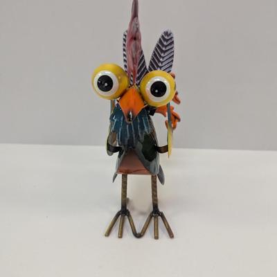 Whimsical Metal Glossy Rooster Decor
