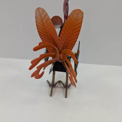 Whimsical Metal Glossy Rooster Decor