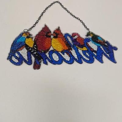 Stained Glass Window Hanging Mandala Bird Sun Catcher