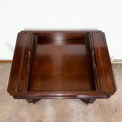 BEAUTIFUL INLAID WOODEN GAME TABLE WITH 2 CHAIRS