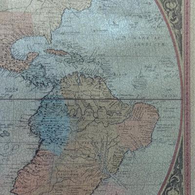 The Ortelius "Theatrum Orbis Terrarum" Map "New Description Of America Or The New World" Color Foil-etched Map