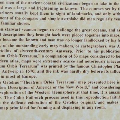 The Ortelius "Theatrum Orbis Terrarum" Map "New Description Of America Or The New World" Color Foil-etched Map