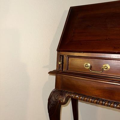 PETITE SECRETARY DESK W/DROP DOWN FRONT AND STUNNING INTERIOR
