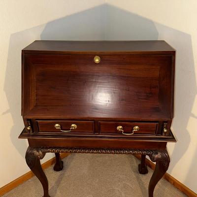 PETITE SECRETARY DESK W/DROP DOWN FRONT AND STUNNING INTERIOR