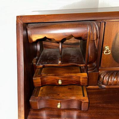 PETITE SECRETARY DESK W/DROP DOWN FRONT AND STUNNING INTERIOR