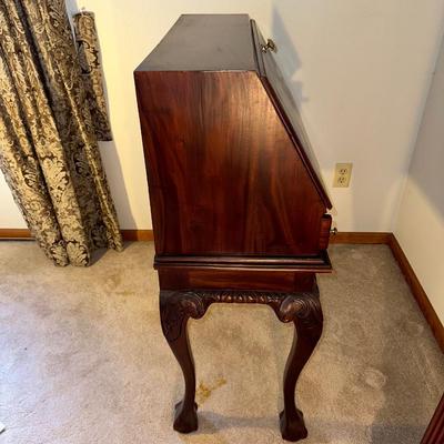 PETITE SECRETARY DESK W/DROP DOWN FRONT AND STUNNING INTERIOR