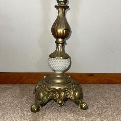 HANGING CLOCK ON AN IRON FRAME AND 2 FLOOR PILLAR CANDLE HOLDERS