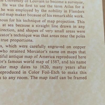 Mercator's Famous World Map Reproduced In Color Foil-Etch