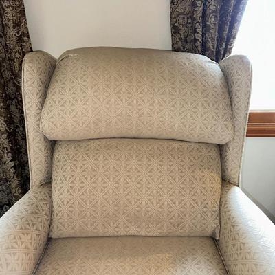 UPHOLSTERED LOUNGE CHAIR WITH MATCHING OTTOMAN