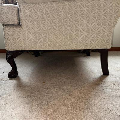 UPHOLSTERED LOUNGE CHAIR WITH MATCHING OTTOMAN