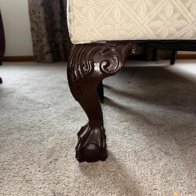 UPHOLSTERED LOUNGE CHAIR WITH MATCHING OTTOMAN