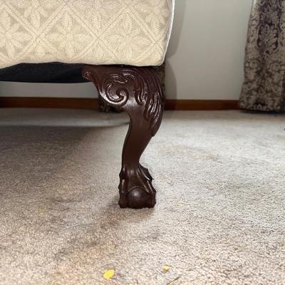 UPHOLSTERED LOUNGE CHAIR WITH MATCHING OTTOMAN