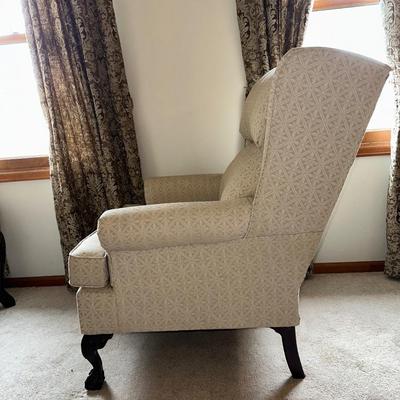 UPHOLSTERED LOUNGE CHAIR WITH MATCHING OTTOMAN