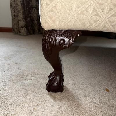UPHOLSTERED LOUNGE CHAIR WITH MATCHING OTTOMAN